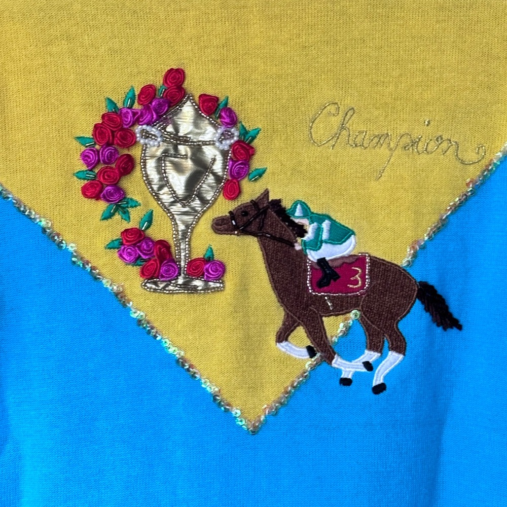 Cool Vintage Berek Horse Racing Equestrian Cardigan Sweater M Jockey Novelty - Picture 8 of 9